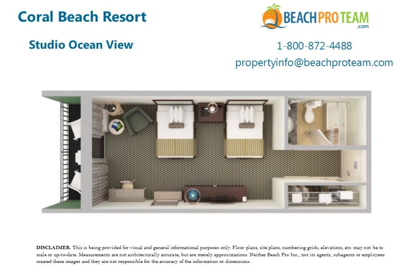 Coral Beach Floor Plan A - Efficiency Ocean View